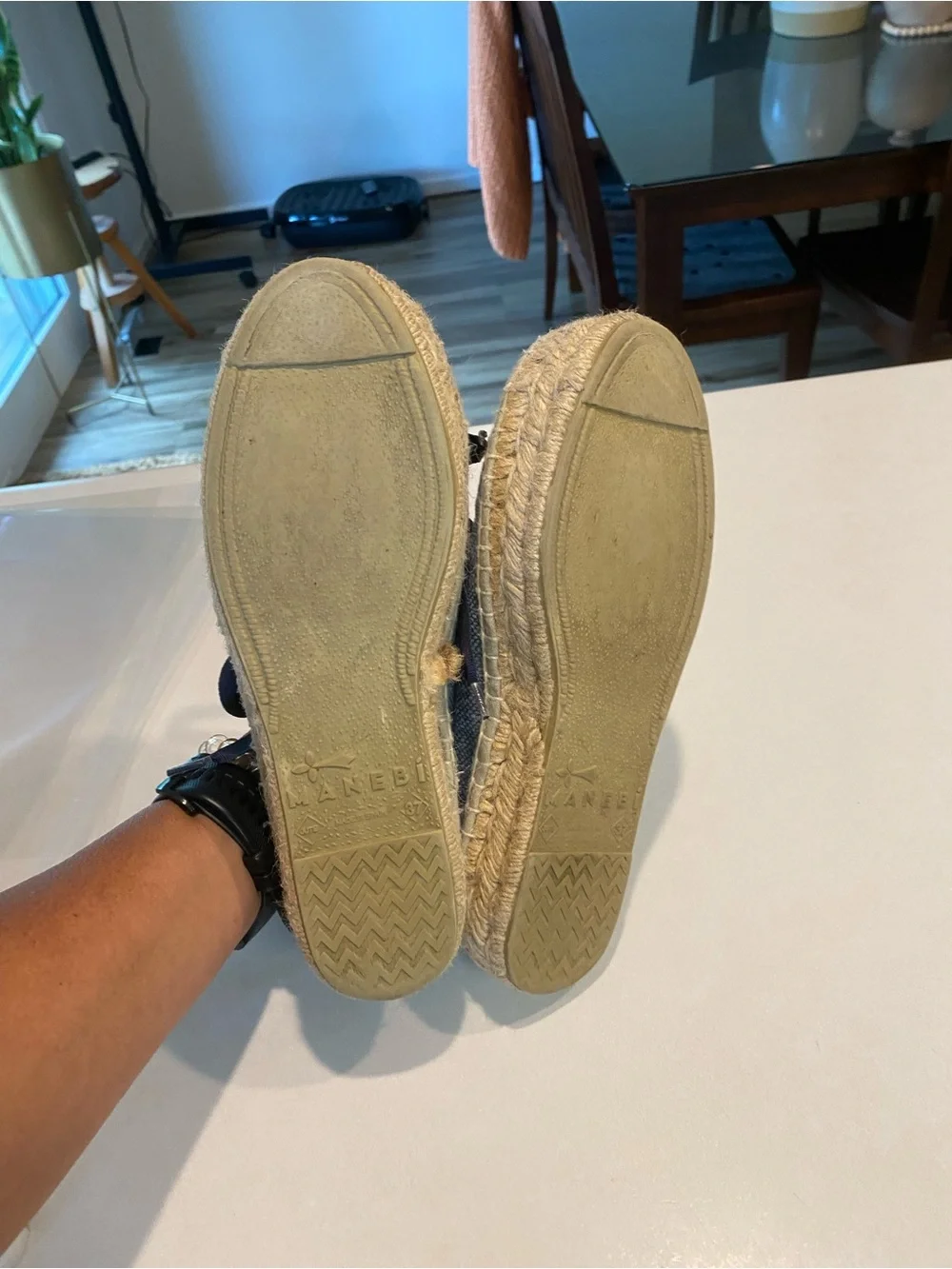 MANEBI HAMPTONS ESPADRILLE LACE UP PLATFORM SNEAKER CHAMBRAY DENIM BLUE SZ 6.5